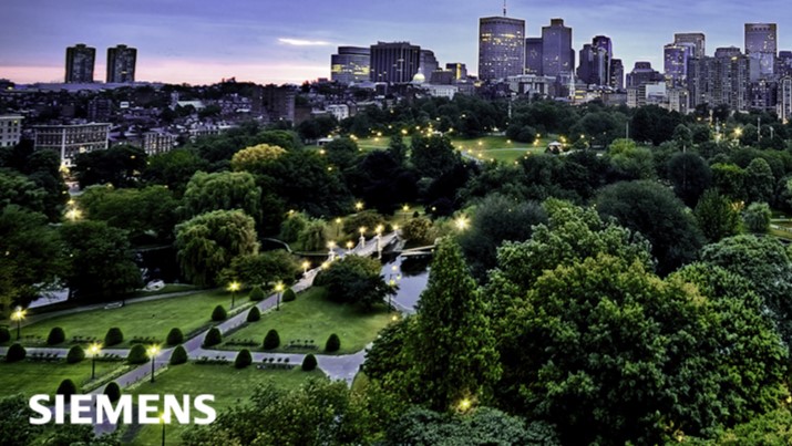 Großstadt bei Nachtdämmerung 